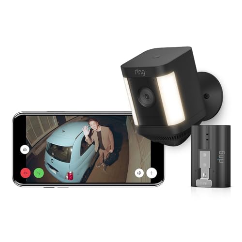 Ring Spotlight Cam Plus, Battery (リング スポットライトカム プラス バッテリーモデル) ブラック + 予備バッテリー | Ring Homeプラン30日間無料体験 1枚目 画像