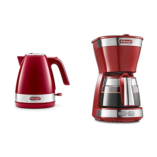 【セット買い】デロンギ(DeLonghi) 電気ケトル アクティブ シリーズ 1.0L KBLA1200J-R & ドリップコーヒーメーカー レッド アクティブシリーズ [5杯用]ICM12011J-R 画像1