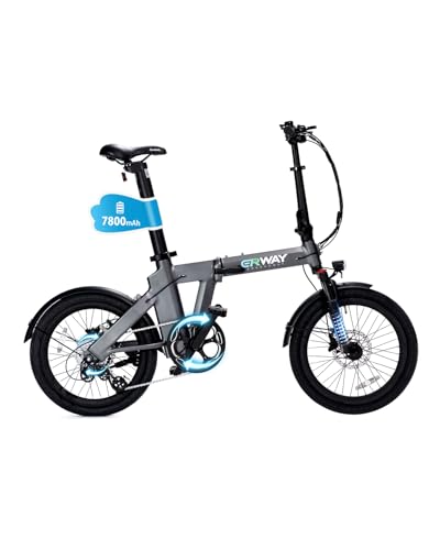 ERWAY 電動自転車 折りたたみ 20インチ 電動アシスト自転車 A02 型式認定 7.8Ahバッテリー 最大130km走行可能 公道走行可能 免許不要 シマノ製8段変速ギア 5段階アシストモード サスペンション装備 Eバイク 防水 通勤 1枚目 画像