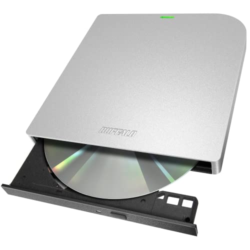 バッファロー USB3.2(Gen1)/3.0 外付け Mac 対応 DVD/CDドライブ バスパワー(給電ケーブル付き) 薄型ポータブル 国内メーカー シルバー DVSM-PMV8U3-SV/N 画像1