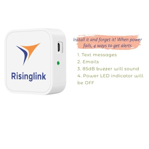 Risinglink 停電アラーム、停電検知器、テキストメッセージ、Eメール、オーディオアラート付き(第2世代) 中間 画像