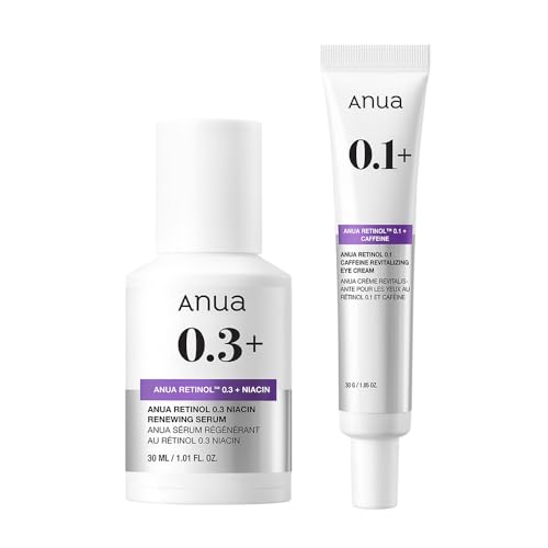 ANUA(アヌア)レチノール0.3ナイアシンセラム30ml+レチノール0.1カフェインアイクリーム 30g (美容液+アイクリーム) 2STEPセット 目元ケア 毛穴 ハリ 保湿 retinol niacin serum + retinol caffeine eye cream 乾燥肌 混合肌 スキンケア【公式・正規品】 1枚目 画像
