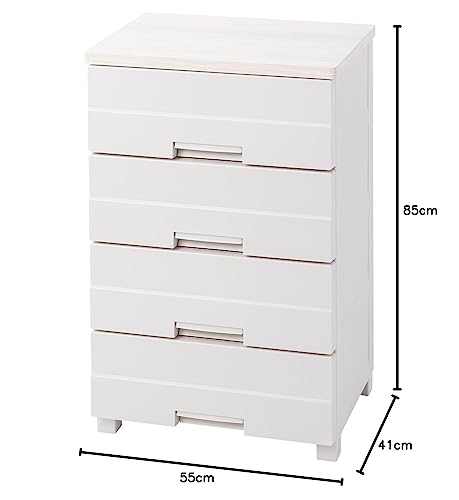 天馬(Tenma) 使いやすさを追求したお部屋になじむチェスト 日本製 完成品 フィッツプラスイージー 4段 特許取得済 引出しロック付きで抜け落ちを防ぐ スムーズな引出し 脚付き 木製天板 インテリアに合うリビングチェスト タンス 収納ケース 衣装ケース プラスチック 【組立不要】 【色 カプチーノ】 【サイズ FE5504】 【幅55×奥行41×高さ85cm】 最後 画像