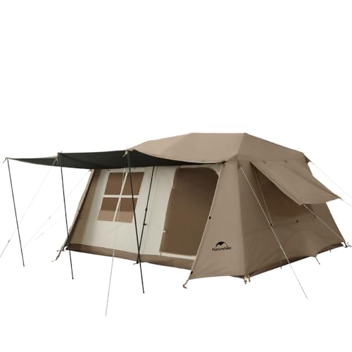 Naturehike公式ショップ ワンタッチ テント Ti Black新型素材 UPF12500+ 拡張キャノピー キャンプ ロッジ型 設営簡単 uvカット 自立式 2重層 防水 耐水圧PU2000 初心者向け 前室ポール二本付き 大型 キャンピング アウトドア ファミリー お花見 おしゃれ 収納袋付き 1枚目 画像