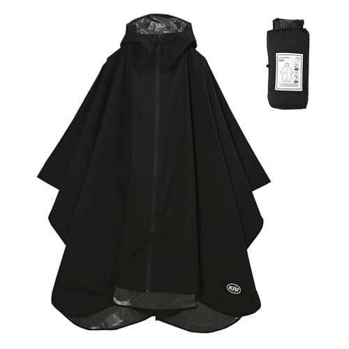 【2025】 KiU キウ レインポンチョ 2ND KiU RAIN PONCHO - 2ND 防水 撥水 はっ水 耐水 雨対策 大雨 台風 梅雨 防災 レインコート ポンチョ 雨具 雨ガッパ 雨合羽 収納袋 ポケット おしゃれ かわいい 通勤 通学 自転車 アウトドア フェス ユニセックス メンズ レディース 男女兼用 ブラック K405-900 1枚目 画像