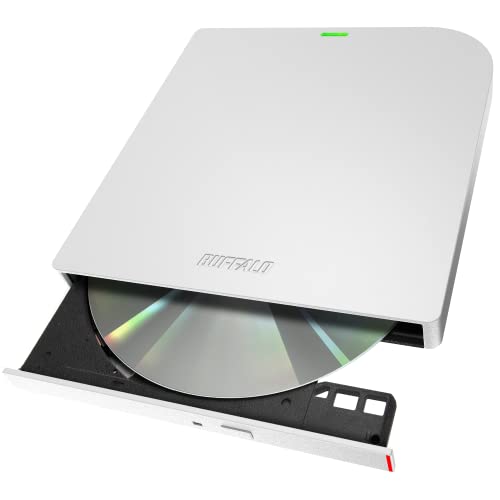 【Amazon.co.jp限定】バッファロー USB3.2(Gen1)/3.0 外付け DVD/CDドライブ 書込みソフト バスパワー(給電ケーブル付き) 薄型ポータブル 国内メーカー Windows/Mac ホワイト DVSM-PUV8U3-WH/N 画像1