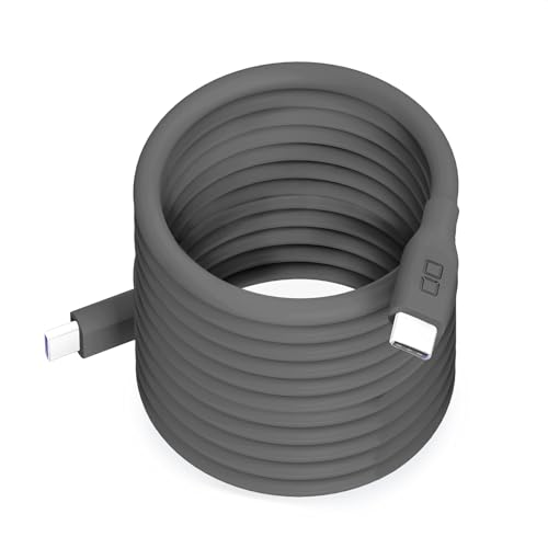 CIO 柔らかいスパイラルシリコンケーブル CtoC (Type-C/USB-C) 急速充電 磁石 マグネット吸着 充電ケーブル PD 240W データ転送 480Mbps 形状記憶 絡まりにくい iPhone15 / 16 / 17 / Macbook Pro/Air/iPad/ノートパソコン Galaxy Google Pixel Android (アンドロイド) (ライトブラック, 2m) 1枚目 画像