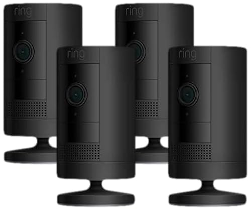 【カメラ4つセット】Ring Stick Up Cam Battery (リング スティックアップカム バッテリーモデル) | 外出先からも見守り可能、屋内・屋外で使える充電式セキュリティカメラ、デバイス盗難補償付き - ブラック | Ring Homeプラン30日間無料体験 画像1