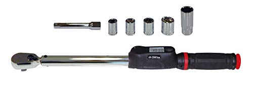 エマーソン(Emerson) デジタルトルクレンチ トルク対応レンジ 40〜200N・m トルク精度 ±4% 12.7mm (1/2インチ) 103N・mプリセットタイプ 簡単トルク設定 14/17/19/24mm+21mm薄口ロングソケット、エクステンションバー付属 オートオフ機能付き(60秒) 収納に便利なケース付き デジタルトルクレンチ EM-243 1枚目 画像