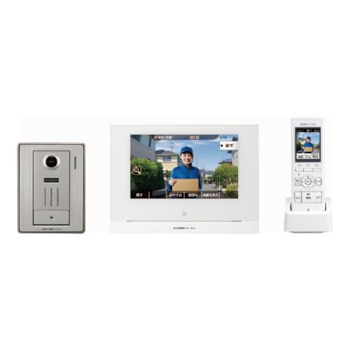 アイホン インターホン ドアホン テレビドアホン ワイヤレス子機セット スマートフォン連動 動画録画 宅配ボックス連動録画 AC電源プラグ式 スノーホワイト KM-77 1枚目 画像