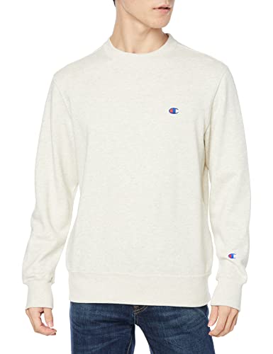 [チャンピオン] トレーナー 長袖 裏毛 刺繍 ワンポイントロゴ クルーネックスウェットシャツ ベーシック C3-W001Z メンズ オートミール 最後 画像