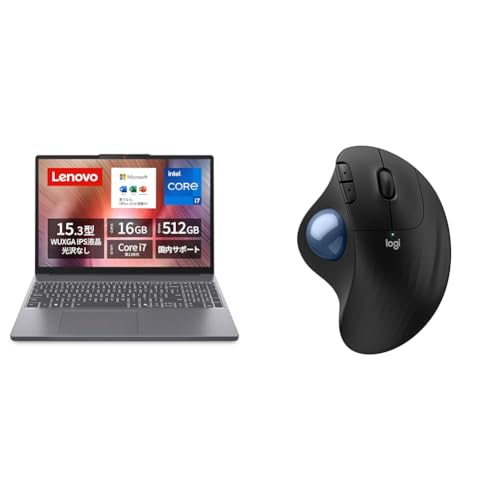 【セット買い】 【Amazon.co.jp限定】Lenovo IdeaPad Slim 3 15.3インチ Core i7 メモリ16GB MS Office 2024搭載 83K100G5JP ＋ 【Amazon.co.jp限定】 ロジクール トラックボール マウス M575SPd セット 画像1