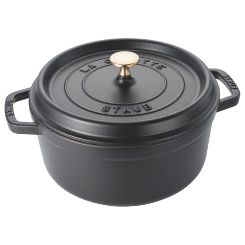 staub ストウブ 「 ピコ ココット ラウンド ブラック 24cm 」 大きい 両手 鋳物 ホーロー 鍋 IH対応 【シリアルナンバー付き日本正規販売品】 La Cocotte Round 40500-241 1枚目 画像