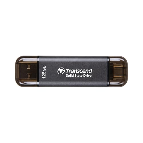 【家電批評 2024 スティック型 USB-A SSD 総合No.1受賞】トランセンド ポータブルSSD 128GB 高速 最大1050 MB/s 超小型,軽量11g Type-A/Type-C 両対応 iPhone15 & iPhone16 対応 USB 10Gbps ブラック TS128GESD310C-E 【Amazon.co.jp限定】 画像1