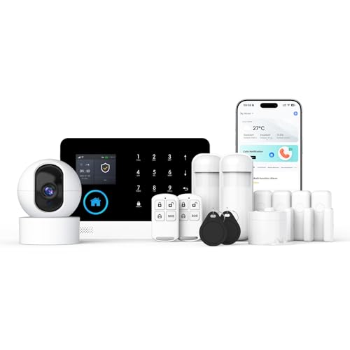 LWOHSI アラームシステム HDセキュリティカメラ付き ワイヤレス4G/WiFiホームアラームキット ドア/ウィンドウセンサー付き Tuya APPアラート Googleとのプロフェッショナルモニタリング DIYカスタマイズインストール (13個) 1枚目 画像