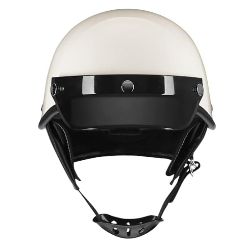 Woljay Half Cap Helmet Bicycle Jet Retro Cruiser Scooter for Adult Men Women DOT Approve (XL,White) 中間 画像