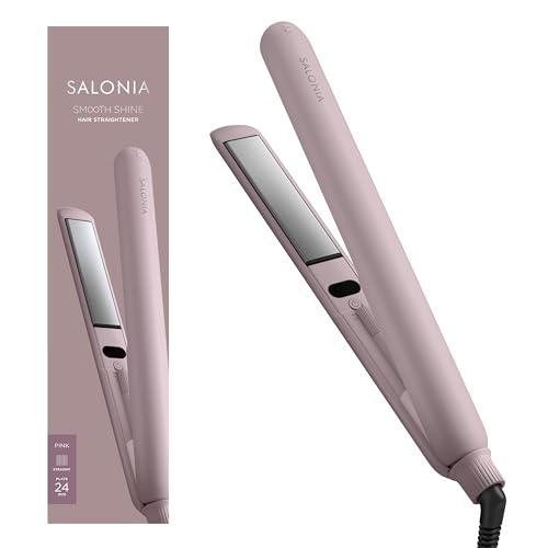 SALONIA サロニア スムースシャイン ストレートアイロン ヘアアイロン 24mm ピンク【Amazon.co.jp限定】 1枚目 画像