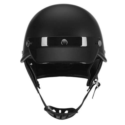 Woljay Half Cap Helmet Bicycle Jet Retro Cruiser Scooter for Adult Men Women DOT Approve (L,Matte Black) 最後 画像