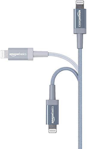 Amazonベーシック USB-A -ライトニングケーブル ナイロン iPhone充電 Apple MFi認証 iPhone 13/13 Pro/12/SE(第2世代)/iPad 各種対応(ダークグレー 1.8m 2本セット) 最後 画像