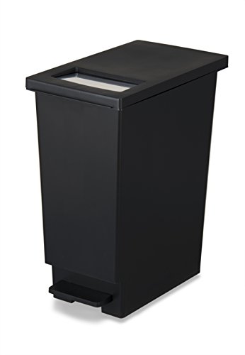 新輝合成 トンボ ユニード ゴミ箱 45リットル ふた付き 蓋を開けずにごみを捨てられる プッシュタイプ ペダル式 ブラック 幅26.5×奥行45.5×高さ55.5cm 45S 日本製 1枚目 画像