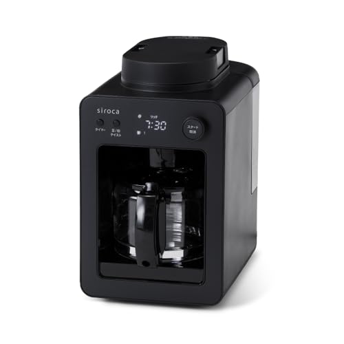 シロカ 全自動コーヒーメーカーカフェばこ SC-A352 ブラック [ガラスサーバー/コンパクト/豆・粉対応/ミル内臓/タイマー予約/保温機能付き/メッシュフィルター/おしゃれ]（2024年モデル） 画像1