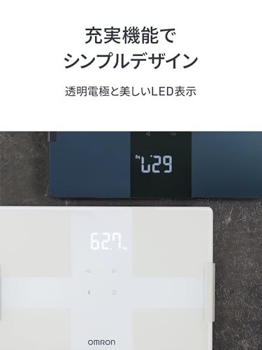 オムロン 体重 体組成計 カラダスキャン ホワイト KRD-503T-W スマホ連動 データ自動転送 自動認識 乗るだけで測定開始 内臓脂肪レベル 体脂肪率 BMI 骨格筋率 最後 画像