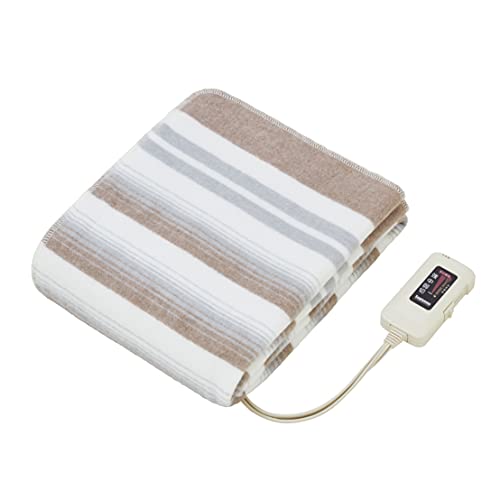 Sugiyama 電気毛布 日本製 電気しき毛布 140×80cm 丸洗いOK 頭寒足熱 ダニ退治 室温センサー スライド式無段階温度調節 NA-023S ボーダー柄(裏面ホワイト)暖房 節電 省エネ 電気代安い 1枚目 画像