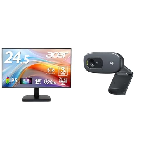 【セット買い】 Acer モニター 24.5インチ フルHD 120Hz EK251QGbi + 【Amazon.co.jp限定】 ロジクール Webカメラ C270nd HD セット 1枚目 画像