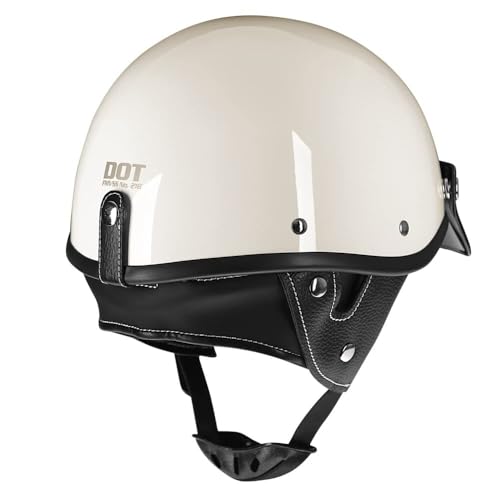 Woljay Half Cap Helmet Bicycle Jet Retro Cruiser Scooter for Adult Men Women DOT Approve (XL,White) 最後 画像