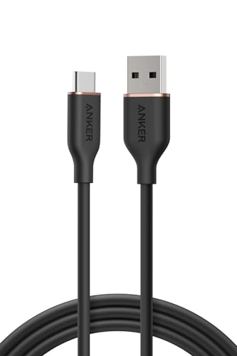 Anker USB-C & USB-A ケーブル (Flow) 絡まないケーブル 15W 結束バンド付き USB-C機器対応 シリコン素材採用 Galaxy iPhone 17 / 16 / 15 各種対応 1.8m ミッドナイトブラック 1枚目 画像