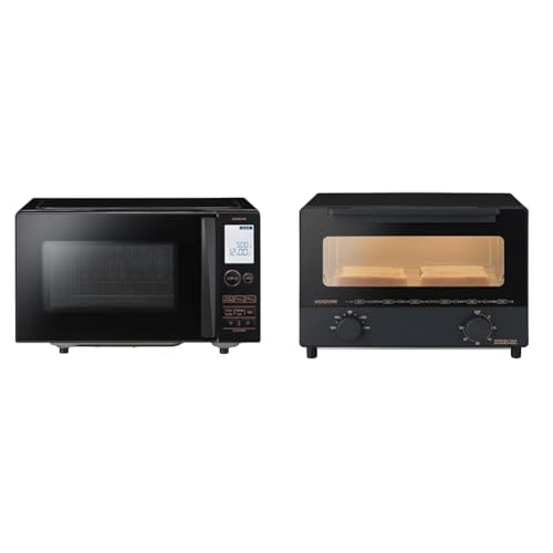 【セット買い】【Amazon.co.jp限定】 コイズミ 単機能 電子レンジ 18L 一人暮らし 二人暮らし ヘルツフリー フラットテーブル 大きめ文字表示 ブラック KRD-1880/K & 【Amazon.co.jp限定】 オーブントースター 2枚焼き 1350W カーボンヒーター搭載 無段階温度調節 お手入れカンタン ブラック KOS-1302/K 1枚目 画像