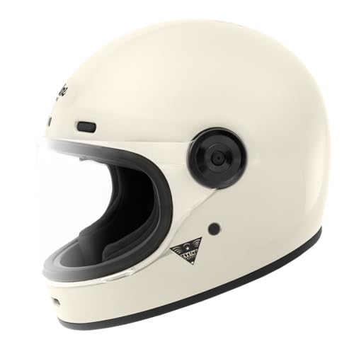 コミネ(KOMINE) 01-190 HK-190 ネオレトロフルフェイスヘルメット Vintage White M 最後 画像