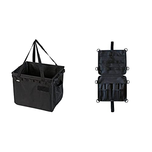 WHATNOT(ワットノット) 収納コンテナ ブラック バケツ ツールボックス ワンタッチバケット アウトドア フィッシング 釣り 薪ケース 収納袋 持ち運び OBHD-01-BK & ツールオーガナイザー ツールケース ブラック ワンタッチバケット オプション アウトドア TO-01-BK【セット買い】 画像1