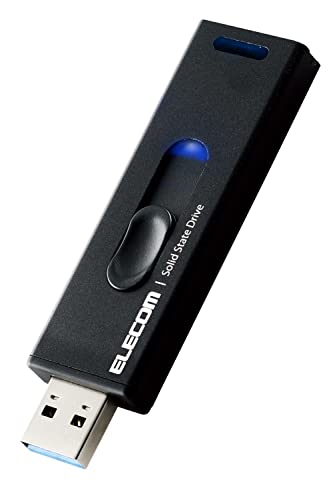 エレコム SSD 外付け 1TB USB3.2(Gen2) 読込速度500MB/秒 アルミ筐体 スライド式 キャップレス 【PS5/PS4/テレビ録画 対応】 ブラック ESD-EMA1000GBK 画像1