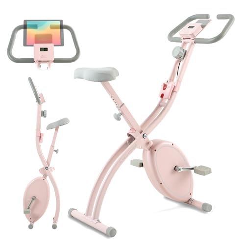 【Amazon.co.jp 限定】 アルインコ(ALINCO) フィットネスバイク エアロバイク クロスバイク トレーニングバイク 静音 8段階負荷 折りたたみ コンパクト収納 軽量 タブレットトレー付 組立簡単 AFBX4123AP ピンク 画像1