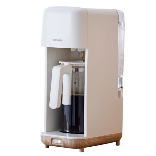 アイリスオーヤマ コーヒーメーカー ドリップ式 720ml 6杯分 マグボトルに直接ドリップ 一人暮らし オフィス 出勤時 コーヒーサーバー付き 幅15.1cm マグボトル対応 水筒 ホット・アイス対応 CMS-0800-C アイボリー 木目 1枚目 画像