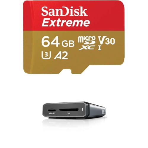 【 カードリーダーセット 】 microSD SanDisk Extreme SDSQXAH-064G-GH3MA 新パッケージ 無期限保証+サンディスクプロフェッショナル PRO-DOCK対応 SD/microSDカードリーダー PRO-READER SD and microSD SDPR5A8-0000-GBAND/E 画像1