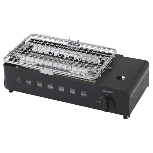 アイリスオーヤマ 炉端焼き カセットコンロ 分解して洗える ふく射板熱で均一に加熱 均一な焼き上がり ふっくら アウトドア バーベキュー キャンプ 浜焼き 串焼き 焼き鳥 IGC-R1-H チャコール 1枚目 画像