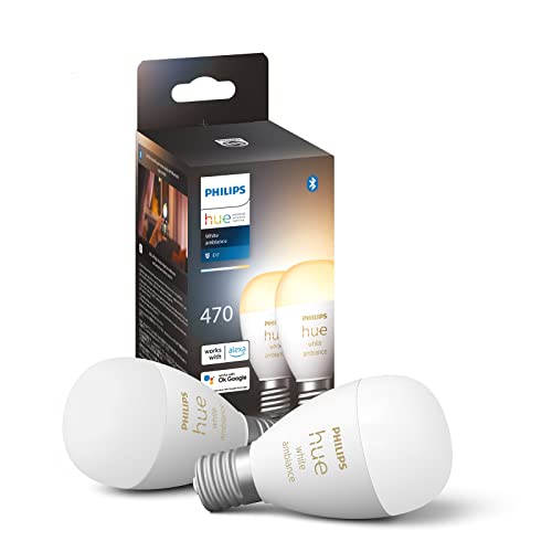 フィリップスヒュー(Philips Hue) スマート電球 E17 40W相当 ホワイトグラデーション 2個 - スマート照明 Alexa対応 470lm 調光調色 電球色 昼白色 昼光色 スマートホーム 間接照明 LED スマートライト 音声操作 アプリ操作 Matter対応 リモコン操作 遠隔操作 スケジュール機能 明るさ調整 色変更 画像1