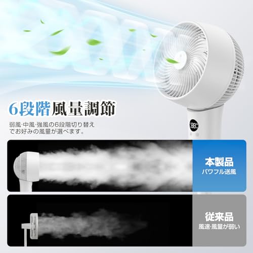 サーキュレーター 静音 サーキュレーター 扇風機 兼用 【2025新登場＆節電】 dcモーターサーキュレーター 強力 自動首振り リモコン付 風量6段階調節 6-30畳対応 空気循環/衣類乾燥/冷暖房対応 高さ調整可能 タイマー付 組立簡単 日本語説明書付 中間 画像