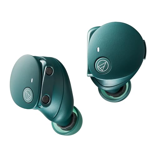 オーディオテクニカ ATH-CKS50TW2 GR(E) ワイヤレスイヤホン Bluetooth 5.3 ノイズキャンセリング 重低音 LE Audio対応 オリジナルステッカー付き マグネティックスイッチ機能 最大約65時間再生 IP55 防水防塵 マルチポイント対応 置き忘れアラート ヒアスルー 低遅延モード 急速充電 Qiワイヤレス充電対応 グリーン 画像1