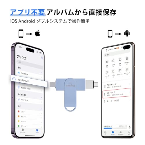 【アプリ不要・令和7年限定版 】128GB usbメモリ 写真保存 直接usbに写真を移す４in1 フラッシュドラメモリ IOS Android PC 人気 USB 両面挿しスマホ USB メモリー iPad USB Phone対応 フラッシュドライブ Android パソコン対応 アイフォン用 USBメモリ phoneの写真 を パソコン に 取り込む 容量不足解消(128GB-グレー) 最後 画像
