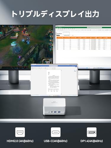 MINISFORUM Venus Series UN1250ミニPC Core i5-1250P DDR4 32GB 500GB PCIe4.0 SSDコンパクトPC Windows 11 Pro UHD Graphics Wi-Fi6E&BT5.2/2.5G有線LAN対応 HDMI2.0/USB-C/DP1.4 4K@60Hz 3画面出力 デスクトップpc 中間 画像
