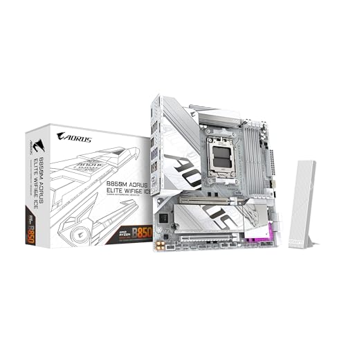 GIGABYTE B850M AORUS ELITE WIFI6E ICE - AMD Ryzen 用 ホワイト色 MicroATX 上位ゲーミングマザーボード MB6677 1枚目 画像