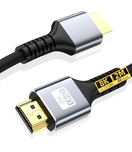 FAMROLLS HDMI ケーブル 2m ウルトラハイスピード 【Ultra High Speed HDMI Cable 認証済み】 HDMI 2.1 48Gbps 8K@60Hz/4K@120Hz eARC・VRR/ALLM・Dynamic HDR 対応 航空級アルミ合金コネクタ&四重シールド 対応 PS5/Xbox Series X|Nintendo Switch|8Kテレビ 1枚目 画像