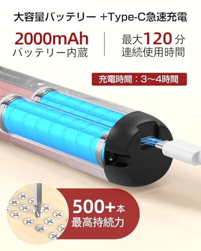電動ドライバー 【2025新登場強化版】小型 充電式 ドライバー 手動兼用 4段階切替モード 正逆転切り替え Type-C LEDライト ネジ回し 合金製 ビット 15本付 強力 軽量 滑り止め 電源ボタン付き 電動工具 人間工学設計 操作簡単 ネジ締め 持ち運び便利 家庭用DIY/日常の組み立て/家電修理/電力設備作業/女性/初心者対応 日本語取扱説明書 黒赤 中間 画像