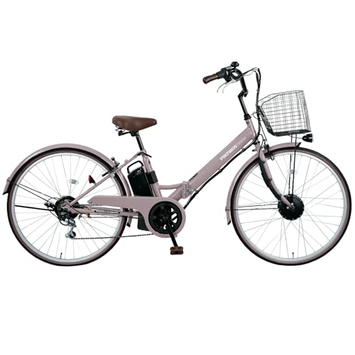 PROVROS(プロブロス) 電動アシスト自転車 26インチ 折りたたみ シマノ6段変速 リチウムイオンバッテリー7.8Ah シティサイクル 前輪駆動 最大40km走行 型式認定 公道可能【メーカー保証1年】P-266E (ピンクベージュ) 画像1