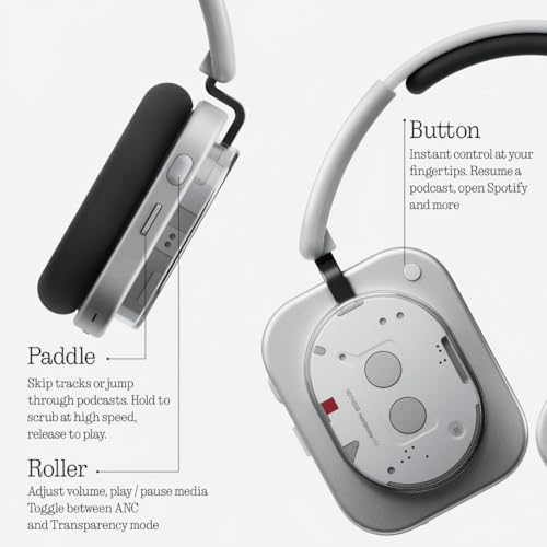 Nothing Headphone(1) ハイブリッドアクティブ ノイズキャンセリング ヘッドホン、6つのマイク付き ワイヤレス オーバーイヤー ヘッド フォン、パーソナライズされた空間オーディオ、KEFによるチューニング、最大80時間再生 Bluetoothヘッドセット ホワイト 最後 画像