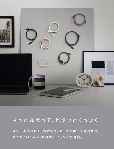 CIO 柔らかいスパイラルシリコンケーブル CtoC (Type-C/USB-C) 急速充電 磁石 マグネット吸着 充電ケーブル PD 240W データ転送 480Mbps 形状記憶 絡まりにくい iPhone 17 / 16 / 15 Macbook Pro/Air/iPad/ノートパソコン Galaxy Google Pixel Android (アンドロイド) (ブラック, 1m) 中間 画像