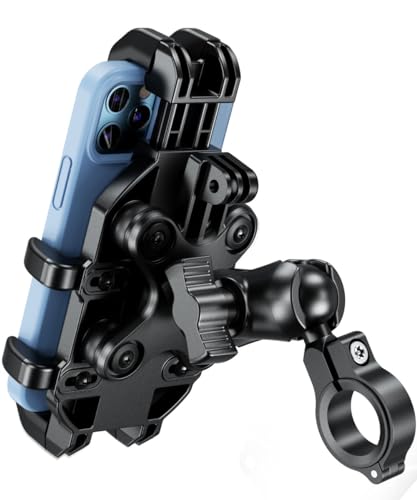 Kaedear(カエディア) バイク スマホホルダー 携帯ホルダー バイク用スマホホルダー 振動吸収 マウント Airマウント 一体型, デビルホーンライト/Air Mount KDR-M26D 画像1
